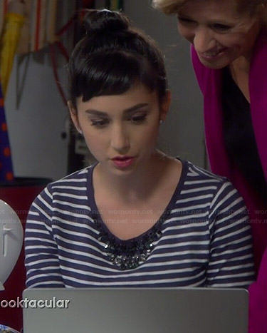 Mandy’s navy striped and embellished tee on Last Man Standing
