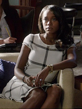 Michaela’s white grid checked dress on How to Get Away with Murder
