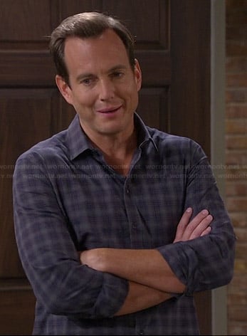 Nathan’s blue and grey plaid shirt on The Millers