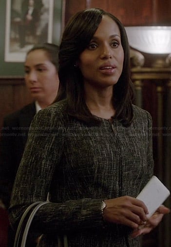 Olivia’s black tweed zip front peplum jacket on Scandal