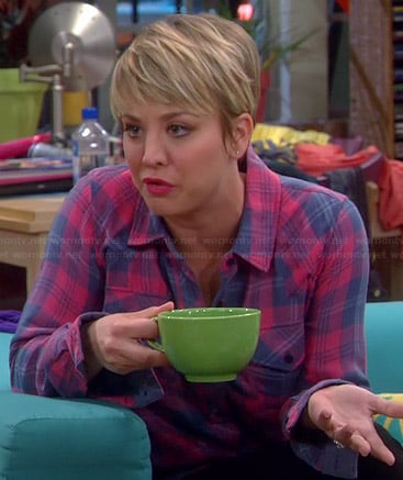 Penny’s pink and blue plaid shirt on The Big Bang Theory