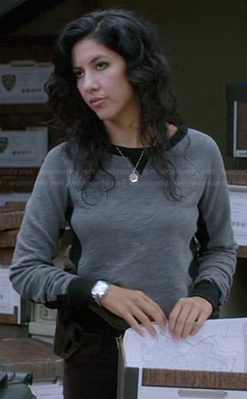 Rosa’s grey sweatshirt with black trim on Brooklyn Nine-Nine