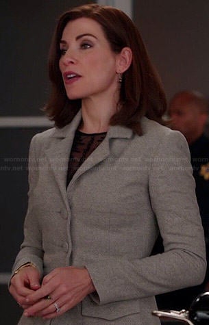 Alicia’s grey flared jacket on The Good Wife