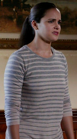 Amy’s grey graduated stripe long sleeve top on Brooklyn Nine-Nine