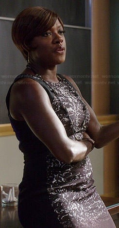 Annalise’s printed dress with blue back on How to Get Away with Murder