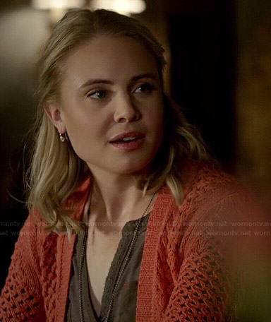 Camille’s orange crochet cardigan on The Originals
