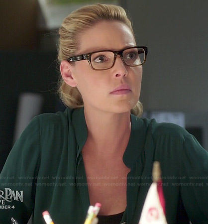 Charlie’s green long sleeved blouse on State of Affairs