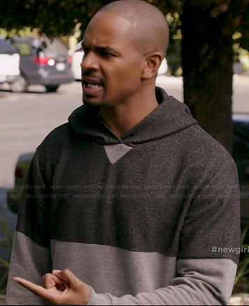 Coach’s grey colorblocked hoodie on New Girl