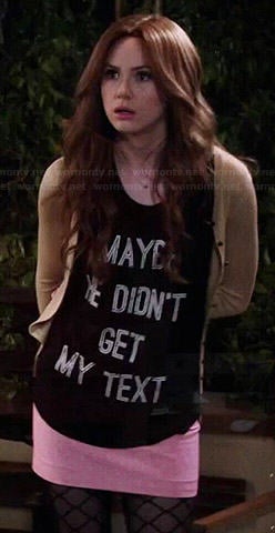 Eliza’s ‘maybe he didn’t get my text’ top on Selfie