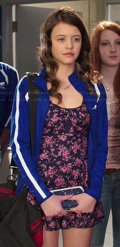 Frankie’s blue floral romper on Degrassi