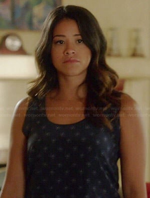 Jane’s blue medallion printed romper on Jane the Virgin