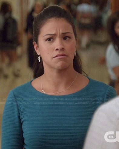 Jane’s blue ribbed skater dress on Jane the Virgin