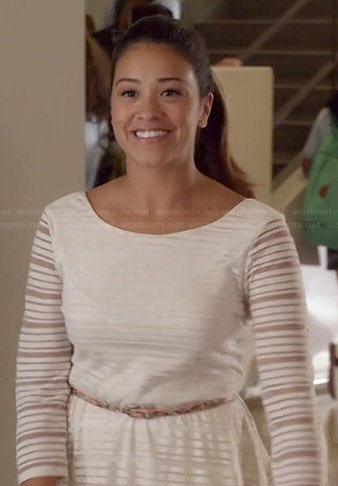 Jane’s white sheer striped dress on Jane the Virgin