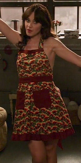 Jess’s Thanksgiving turkey print apron on New Girl