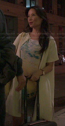 Joan’s scenery print dress on Elementary