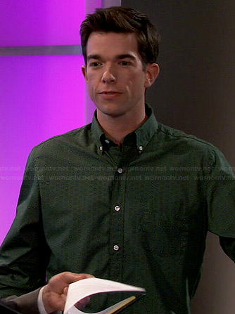 John’s green printed shirt on Mulaney