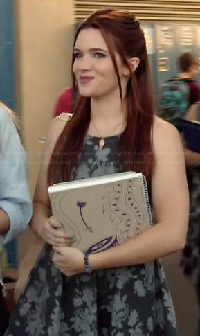 Karma’s black and grey floral dress on Faking It