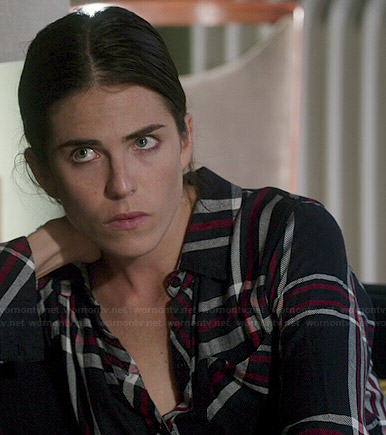 Laurel’s navy and red plaid flannel shirt on How to Get Away with Murder