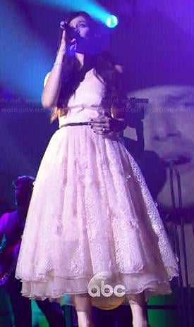 Layla’s light pink strapless midi dress for her CMAs performance on Nashville