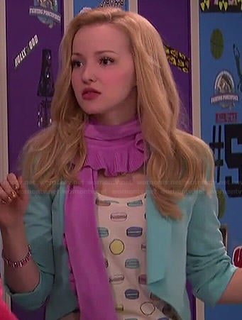 Liv’s macaron printed tee and blue blazer on Liv and Maddie