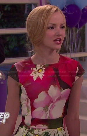 Liv’s floral cap sleeve dress at the dance on Liv and Maddie