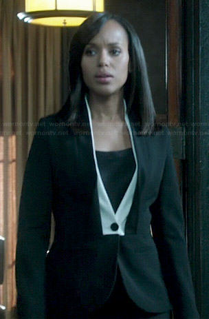 Olivia’s black blazer with white trim on Scandal