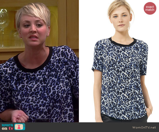 Rebecca Taylor Lynx Print Crepe de Chine Tee
