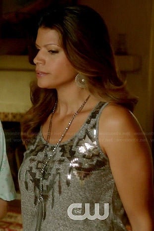 Xiomara’s grey sequinned tank top on Jane the Virgin