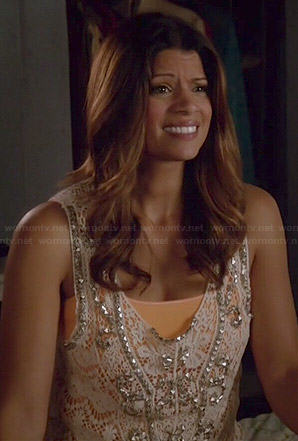 Xiomara’s studded lace tank top on Jane the Virgin