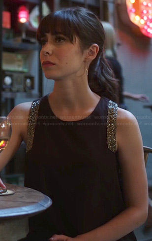 Zelda’s embellished sleeveless top on A to Z