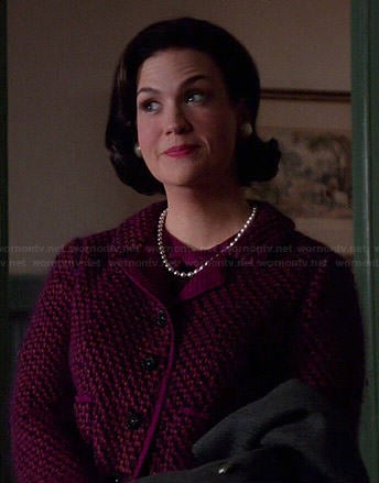 Betty’s magenta wool jacket on Mad Men