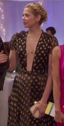 Dana’s star printed gown on Manhattan Love Story