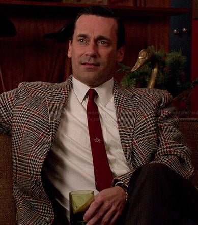 Don’s brown houndstooth jacket on Mad Men