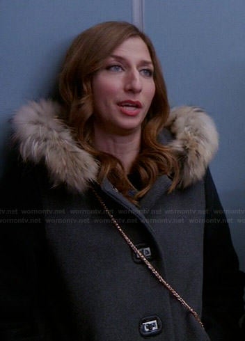 Gina’s grey coat with fur trim hood on Brooklyn Nine-Nine