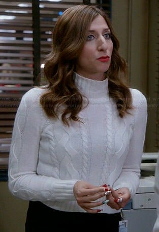 Gina’s white cropped cable knit sweater on Brooklyn Nine-Nine