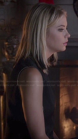 Hanna’s black zipper trim top on Pretty Little Liars