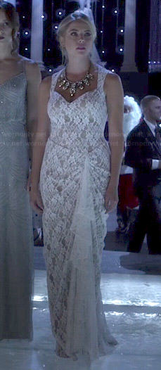Hanna’s white lace Christmas Ball dress on Pretty Little Liars