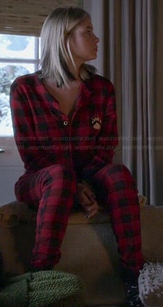 Hanna’s red plaid onesie with paw on Pretty Little Liars