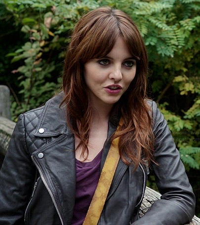 Kitty’s quilted leather moto jacket on Elementary