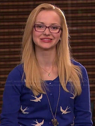 Maddie’s blue bird cardigan on Liv and Maddie