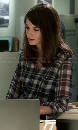 Maureen’s plaid blouse on State of Affairs