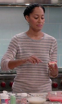 Rainbow’s grey striped top on Black-ish