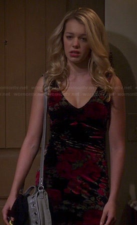 Violet’s floral velvet mini dress on Mom