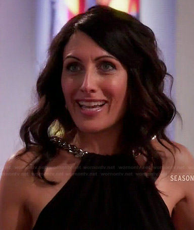 Abby’s black chain-neck dress on Girlfriends Guide to Divorce