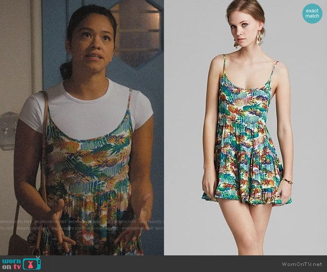 Aqua Pineapple Express Tiered Cami Dress