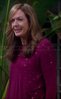 Bonnie’s purple studded sweater on Mom