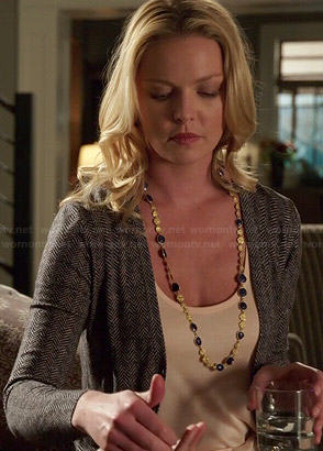 Charlie’s chevron print cardigan on State of Affairs