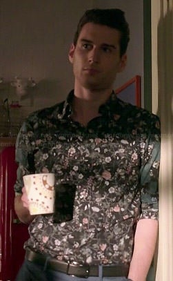 Connor’s floral shirt with checkerboard sleeves on Eye Candy