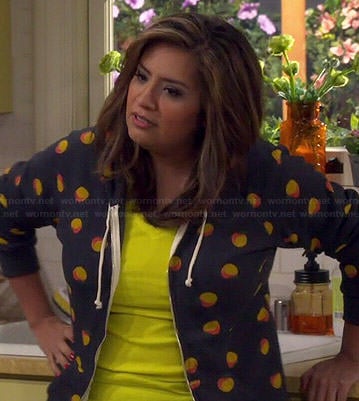 Cristela’s peach print hoodie on Cristela