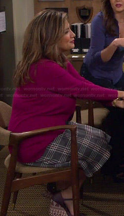 Cristela’s plaid skirt and purple wedges on Cristela